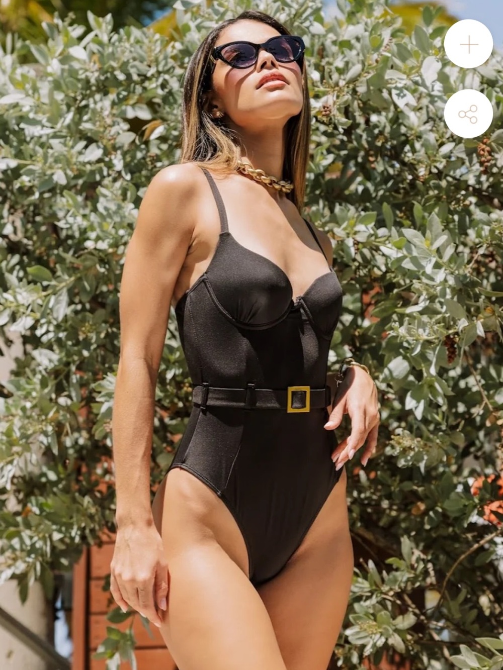 WeWoreWhat “Danielle” Black One-Piece Belted Swimsuit NWOT XS
